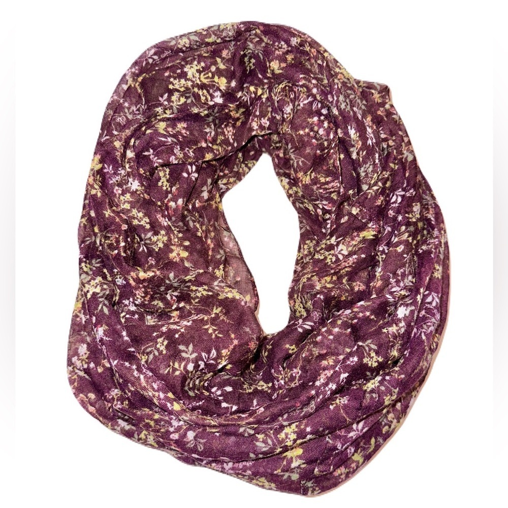 Purple floral print infinity scarf